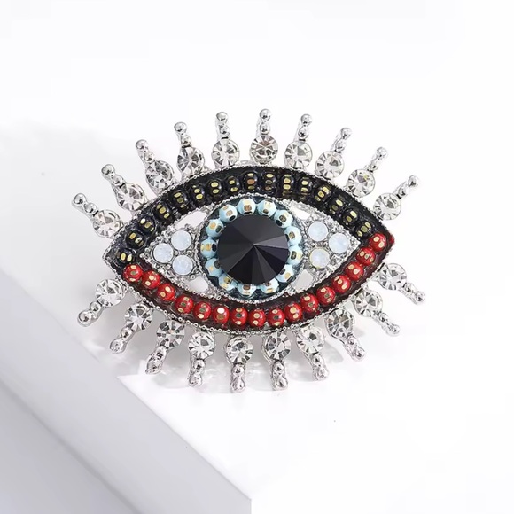 Betsey Johnson Talisman Eye Multicolor Brooch - Picture 3 of 7